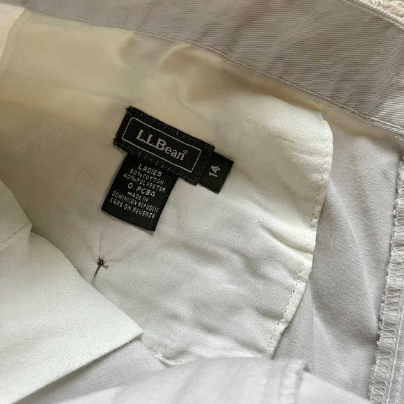 L.L.BEAN WHITE SHORTS FLAT FRONT WOMENS PLUS‎ SIZE 14 ATHLETIC POCKETS - Picture 4 of 4
